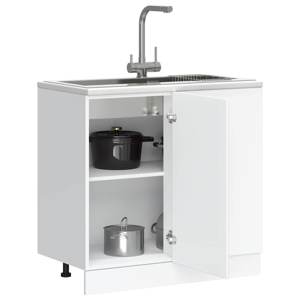 Myheimly Küchenschrank Holzwerkstoff,hoher Küchenschrank, Schrank,Küchenzeile,Schrank Küche,Einbauküche Küchenunterschrank Porto Weiß Holzwerkstoff