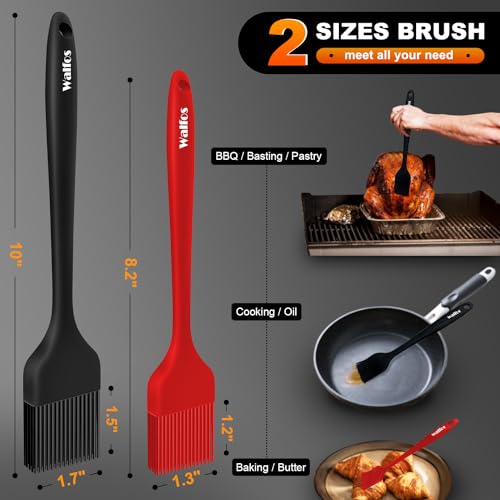 Image of Walfos Silicone Basting Brush Set, 5 Pieces Heat Resistant Pastry Brush, Perfect for Baking,BBQ Grill,Kitchen Cooking,Strong Steel Core and One-Pieces Design,BPA Free and Dishwasher Safe