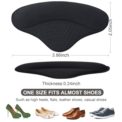 Image of 6 Pairs Heel Cushions Inserts for Loose Shoes, Heel Pads Grips Liner Snugs, Filler Improved Shoe Fit and Comfort, Prevent Too Big Shoes from Slipping,Heel Pains frictions and Blisters (Black)