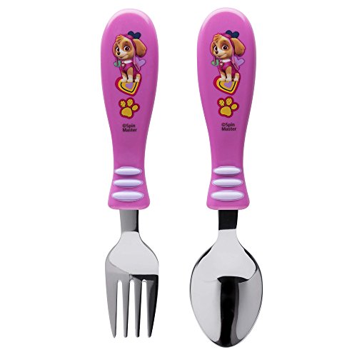 Zak Designs Paw Patrol Easy Grip Flatware Fork And Spoon Utensil Set – Perfect for Toddler Hands With Fun Characters, Contoured Handles And Textured Grips, Paw Patrol Girl