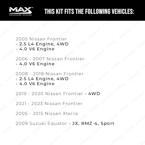Image of MAX Advanced Brakes - Brake Kit For 2005-2023 Nissan Frontier, 2005-2015 Nissan Xterra, Suzuki Equator| Carbon Ceramic Brake and Rotor Kit Front and Rear| Cross-Drilled Brake Rotors