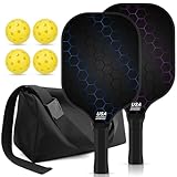 Jobunai 99.9% T300 Carbon Fiber Pickleball Paddles 2 Pack Lightweight Pickle Ball Paddle Indoor Outdoor Game Equipment Gear Beginners Intermediate Pro Sport Accessories Gift Ideas for Adults