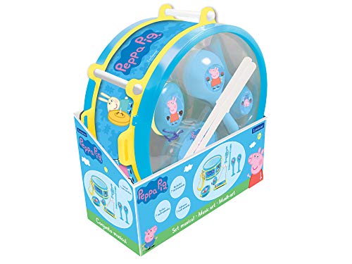 Lexibook, Peppa Pig, Set met 7 muziekinstrumenten (Drum, Maracas, Castagnet, Harmonica, Blokfluit, Trompet, Tamboerijn), Muzikaal speelgoed, Handig mee te nemen spel, Blauw/Geel, K360PP - Image 7