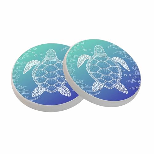 Underwater Sea Turtle Coasters for Drinks Coasters for Table Ceramic Absorb Stone Coasters with Coffee Table Cork Base for Home Decor 2 Pcs