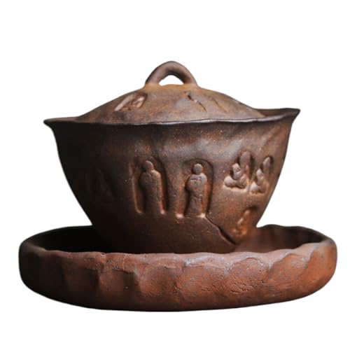 Gaiwan ergonómico de arcilla de roca para verter té sin quemarse los dedos