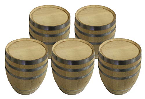 (Set of 5) - 5 Gallon New White Oak Barrel For Aging Whiskey, Bourbon, Wine, Cider, Beer Or As Decor