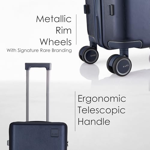 Image of Rare Tony Cabin Size Blue Hard Trolley Bag Polycarbonate Antiscratch Travel Suitcase with 8 Silent Wheels and a Sturdy TSA Lock - Luggage for Men & Women