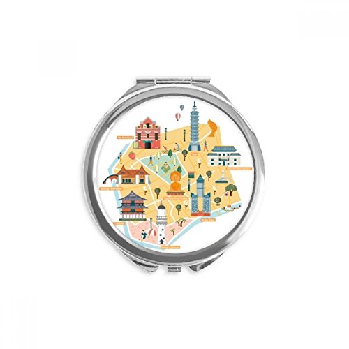 Miroir de poche Taipei rond motif phare d'Eluanbi, le petit cadeau souvenir idéal