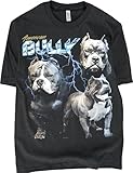 American Bully Heavy Metal Tshirt for Men & Women 80s 90s Glam Rock Style with Epic Stars and Lightning (US, Alpha, Large, Regular, Regular, American Bully)