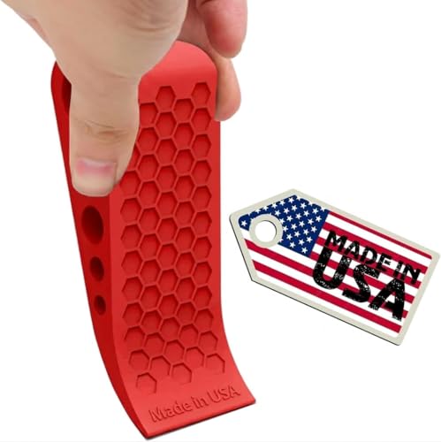 Image of Door Stoppers Red for Bottom of Door Premium Floor Rubber Door Stop Wedge Made in USA Heavy Duty Honeycomb Design for Carpet, Tile, Ideal for Home, School, Commercial