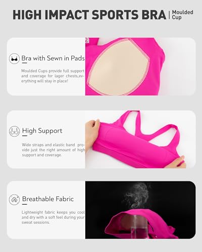 Image of RUNNING GIRL Sports Bras for Women High Support,Racerback High Impact Sports Bra Moulded Cup Workout Bra Push up