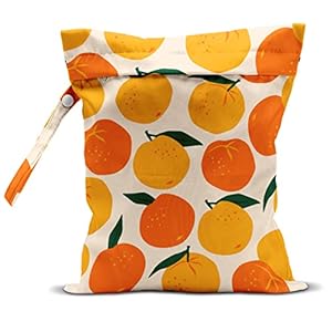 zcyxuuw Wet Bag, Wet Dry Bag, Wet Bag for Swimsuit, Travel, Beach, Pool, Diapers, Dirty Yoga Gym Clothes, Makeup Bag, Waterproof Reusable Fruit Decor Orange Strawberry