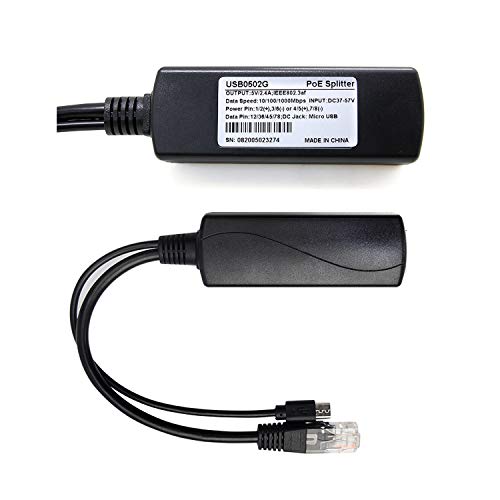 Image of REVOTECH PoE Splitter Micro USB 5V 2.4A 10 /100 /1000Mbps IP Camera CCTV Adapter (USB0502G Black)