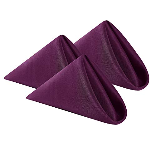 Cupuamon Cloth Napkins 17x17 inch Washable Polyester Dinner Napkins Soft Table Napkins for Wedding Party Dining Banquet(Eggplant,12PCS)