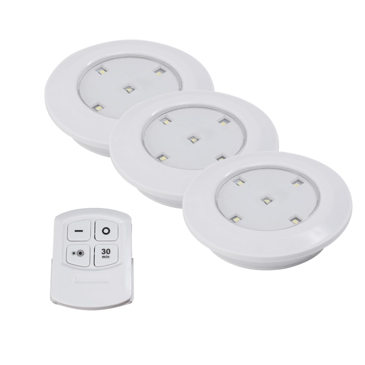 FUTUREORYY 3 piezas Luz de Armario LED Inalámbrica Regulable con Mando Distancia Lámpara de Pared con Temporizador Táctil para Dormitorio y Batería Blanco Frío