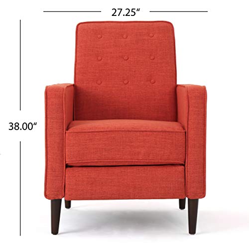 Gdfstudio Macedonia Mid Century Modern Tufted Back Fabric Recliner (Muted Orange) #TOP2