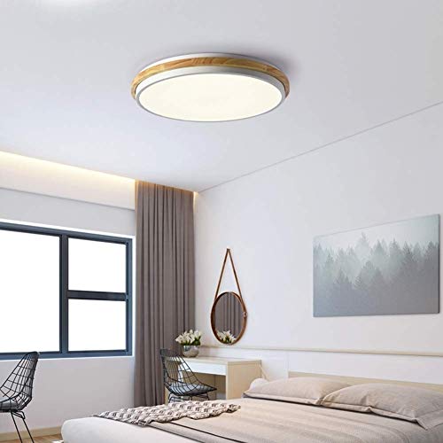 Lámpara de techo LED moderna de 24W regulable con detalles de madera natural 3