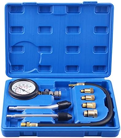 Professional Petrol Engine Compression Tester Kit Set for Automotives and Motorcycles - Blue