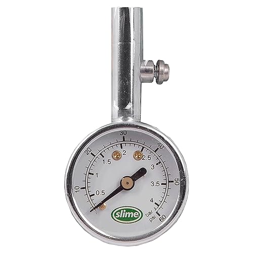 Image of Slime 20048 Dial Gauge, Analogue, Mini, 5-60 psi with Bleeder Valve