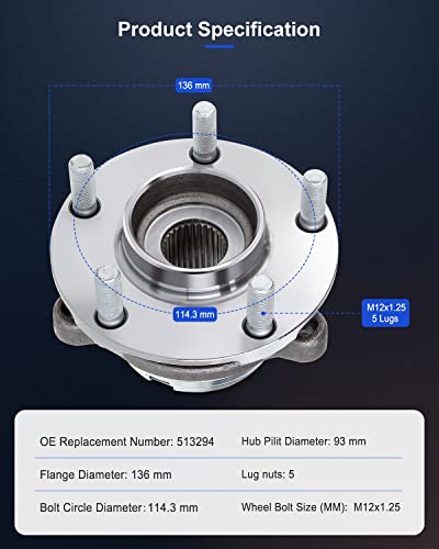 Image of ECCPP Front Wheel Hub Assembly for 2013 Altima S Coupe L4 2.5L 2008 2009 | 2010 2011 2012 Altima L4 2.5L 2007 Altima L4 2.5L W /ABS 513294