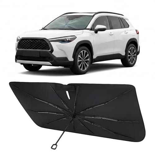 Image of Proadsy Custom Fit 2022-2026 Corolla Cross Windshield Sun Shade Umbrella | Advanced Ice Crystal Material, -54F Cooler, Zero-Gap Sunblock, Instant Setup & Foldable Design for Summer Parking, Daily Use