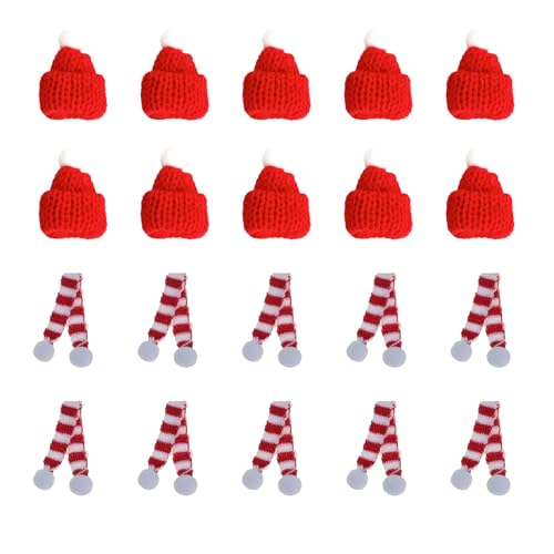 Pejlnd 20Stück Mini Weihnachtsmützen und Schal Set,Kleine...