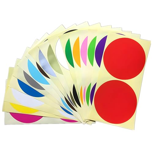 64 pegatinas de puntos adhesivos de colores, 100 mm, redondas, con código de colores, para escribir y manualidades, etiquetas redondas de color (16 colores)