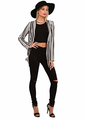 Vibrant Women's Stretch Skinny Jeans - High Waisted Slit Ripped Knee Solid Casual Denim Pants4