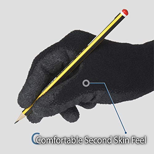 Dex Fit Nr450 Warm Fleece Work Gloves, Comfortable And Stretchy Fit, Firm Grip, Thin & Lightweight, Durable Water-Based Nitrile Rubber Coated, Machine Washable; Black 8 (M) 3 Pairs #TOP6