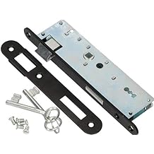 KOTARBAU Mortice Lock 72/34 BB Counterplate Galvanised Left/Right Tubular Frame Lock Door Lock Indoor/Outdoor Security Lock Left Black/Silver