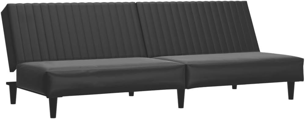 vidaXL 2-Seater Sofa Bed, Convertible Sofa Bed, Loveseat Couch Bed for Living Room Bedroom, Sleeper Sofa, Modern Style, Black Faux Leather