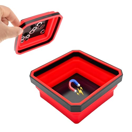 Yourkar Collapsible Magnetic Parts Tray, 4.5 Inch Foldable Magnetic Square