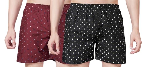 Image of Men's Cotton Printed Regular Fit Boxer Shorts | Soft & Breathable Innerwear | Comfortable Boxers | Lightweight & Stylish Nightwear