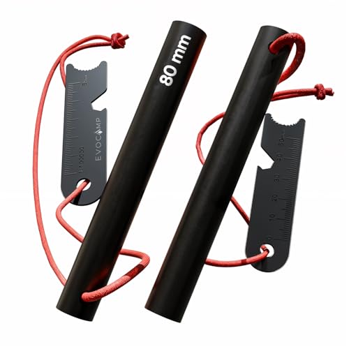 EVOCAMP Pedernal Outdoor 8 cm, iniciador de Fuego Robusto, ferrocerio Duradero con cordón de sujeción, Ligero y Compacto 40 g, Equipo de Supervivencia para bushcraft, Trekking, 2 Piezas