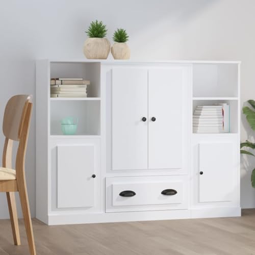 Xichuzi Aparadores Altos 3 Piezas Madera contrachapada Blanco, Aparadores para Salon, Aparador Entrada Recibidor, Aparador Cocina, Vitrinas para Salon, Muebles Auxiliares3185319
