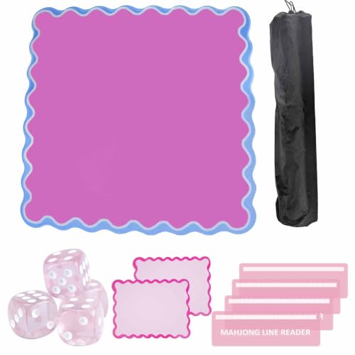DVECUE Thick Mini Mahjong Mat Travel 21 X21 Come with Tile Shufflers Line Finder Carrying Bag Lightweight