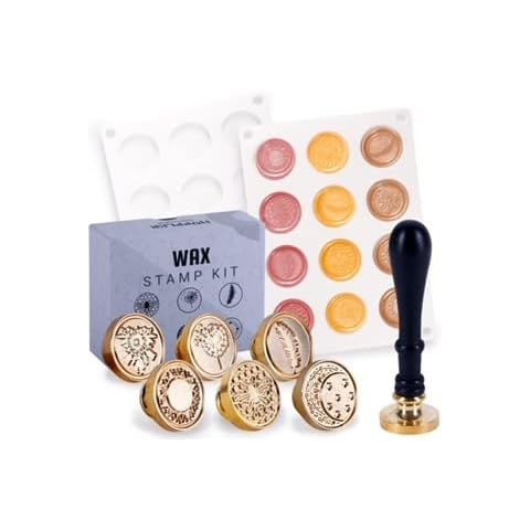 Hoppler Wax Seal Stamp kit has 6 Wax Stamp Heads, Plus 2 Silicone Wax Sealing Mats and 100 Wax Seal Stickers Cover
