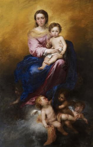Toile pour la décoration murale la Dame du Rosaire Murillo pour habiller un grand mur vide