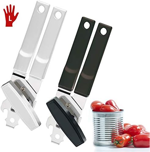 Westmark Can Opener with Cap and Lid Opener, For left-handed users, Length: 18.5 cm, Steel/Plastic, Sieger, Assorted colours: Black/Silver or White/Silver, 11272270