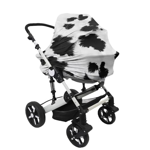 Image of Forchrinse Black and White Cow Print Nursing Cover Breastfeeding Scarf Soft Car Seat Cover for Babies Girls Infant Carseat Multi-Use Cover