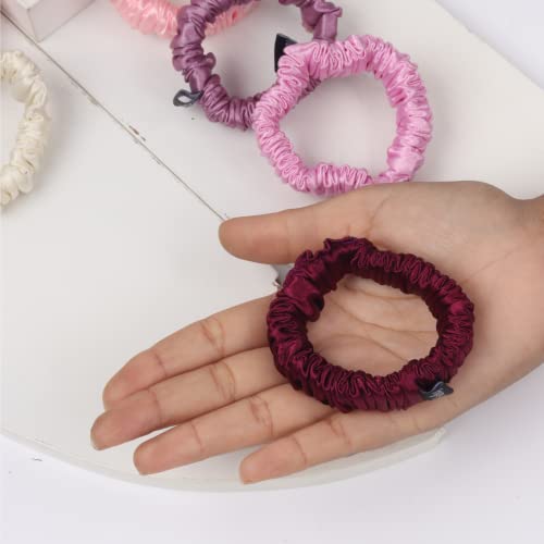 Image of Premium Satin Scrunchies for Women | Hair Bands, Ponytail Holders & Rubber Bands | Skinny, Fluffy, No-Damage Hair Ties | Girls Hair Accessories | Small Size | Pack of 13