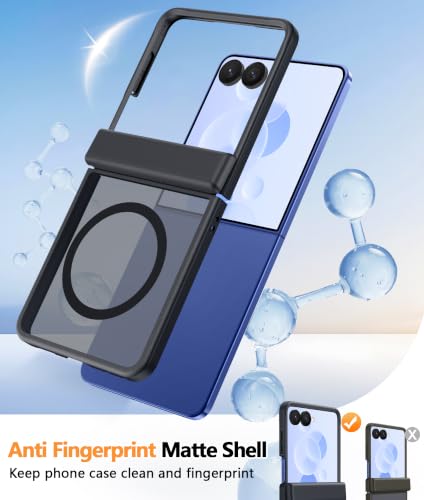 Image of FNTCASE for Samsung Galaxy Z Flip 8 Case: [Hinge Protection + Screen Protector] [Fit for Magsafe] Military Grade Drop Proof, Translucent Matte Protective Phone Cover - Black