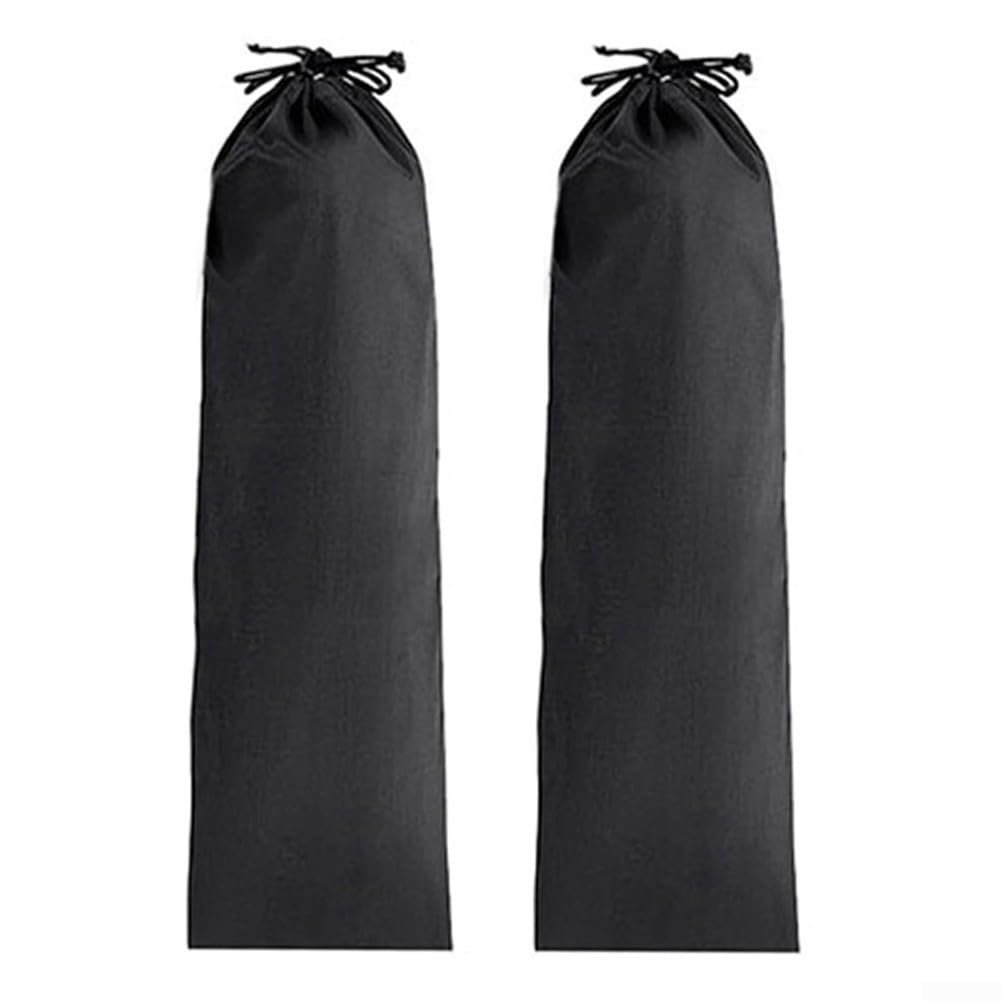 Long Drawstring Storage Bag for Tent Poles, Tripods and Umbrellas – Oxford Cloth Carry Case, 21 x 60 cm, Black, Pack of 2