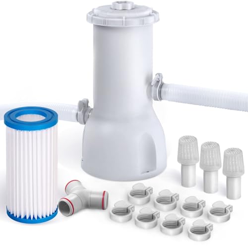 Pavel 1000 Gallons Pool Filter Pump Above Ground Swimming Pool Filter Cartridge Pump Electric Pool Filters Pumps for Pools Sand Cleaning Tool Set 1000 GPH Pools Pumps Above Ground