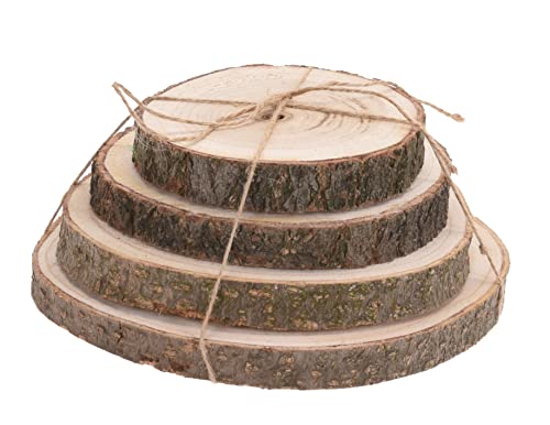 Spetebo Holz Baumscheibe natur - 4er Set von 13-22 cm - Deko Holz Scheibe...