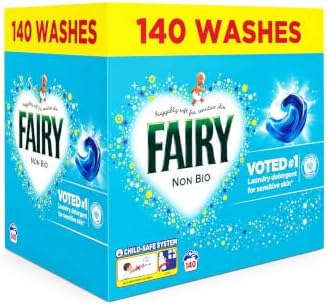 Fairy Non Bio Laundry Pods, 140 Washes – Powerful Cleaning Washing Capsules For Sensitive Skin, Gentle on Clothes, Easy-to-Use Detergent Pods for Everyday Laundry - 1442g (2 Bags)