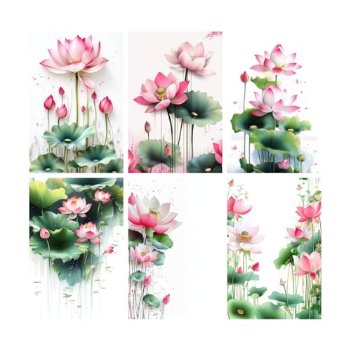 Image of SiddArtify Lotus Flower Wall Art Prints Set - Botanical Poster Decor for Living Room Bedroom Office - 12x18 inch Board Pack of 6