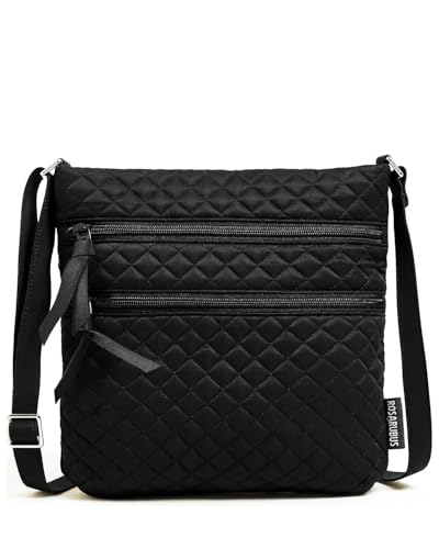 RosaRubus Quilted Crossbody Bags for Women Small Travel Womens Crossbody Purse Mini Shoulder Handbag Wallet(Black)