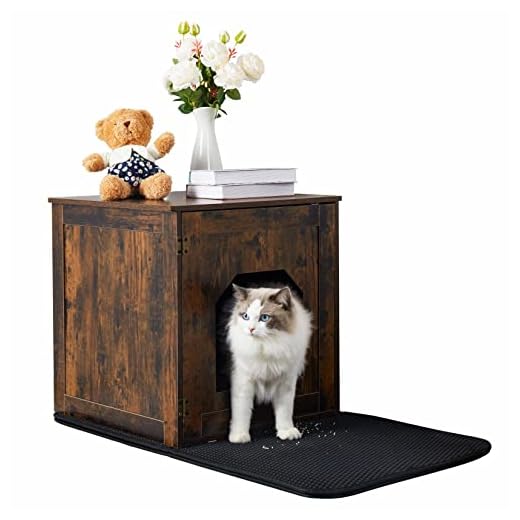 Kattenbak Ombouw: Deze 15 zijn Echt goed en staan stijlvol 12 Decoratieve kattenbakkast - houten kattenbakvulling meubels kitty wasruimte opslag nachtkastje bijzettafel met kattenbakmat (gemakkelijkst schoon te maken zonder geur)