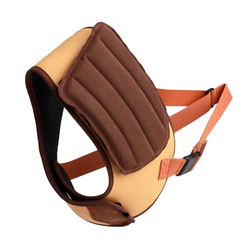 TOURBON - Almohadilla de Retroceso para Hombro de Lona y Cuero para Tiro con Correa Ajustable